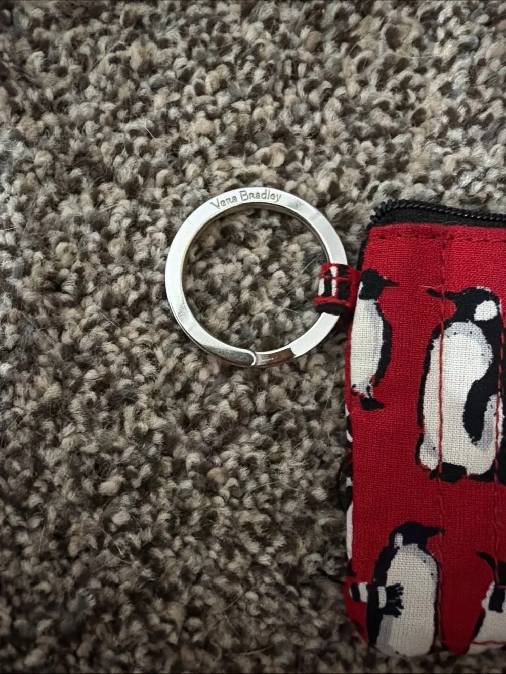 Vera Bradley Red Penguin ID Card Holder Keyring